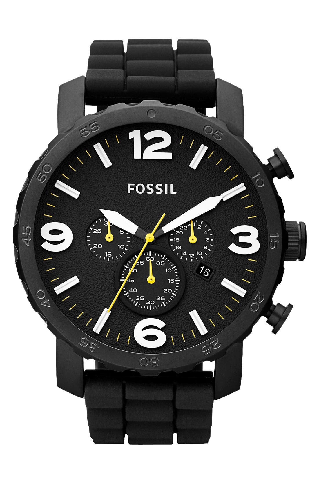 Fossil 'Nate' Silicone Strap Watch, 45mm Nordstrom