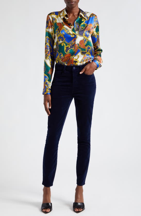 Shop L Agence L'agence Monique Ultrahigh Waist Skinny Jeans In Dark Navy