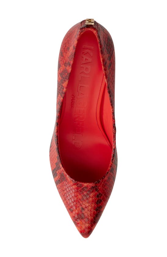 Shop Karl Lagerfeld Paris Royale Pointed Toe Pump In Vermillon