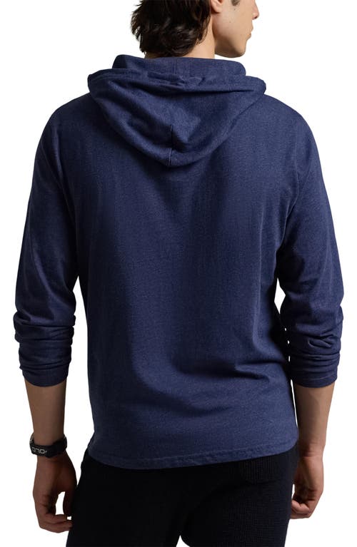 Shop Polo Ralph Lauren Embroidered Logo Cotton Hoodie In Spring Navy Heather