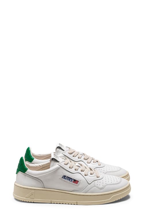 Shop Autry Medalist Low Sneaker In White Leather/green