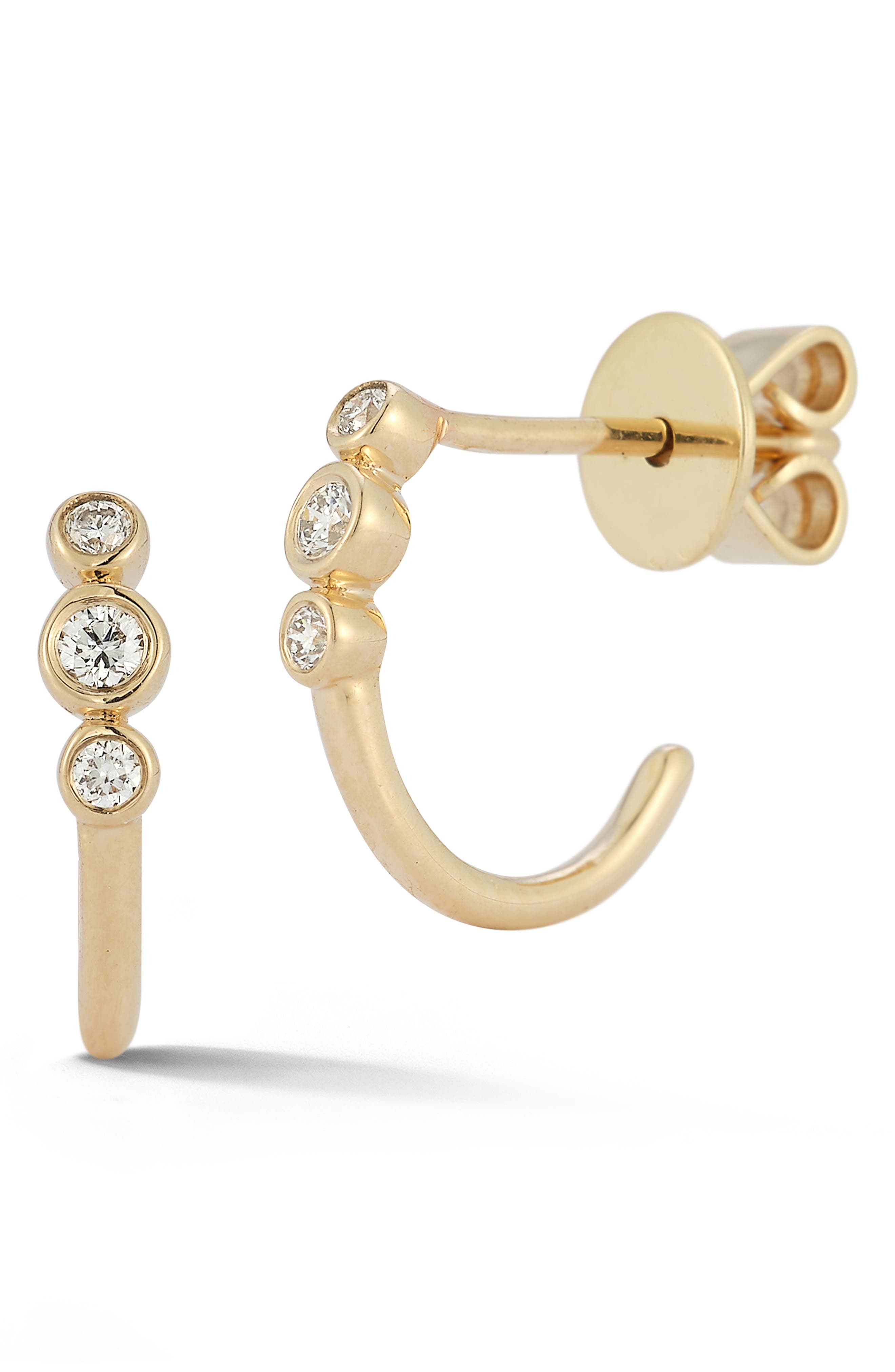 Lulu Medium 18kt gold hoop earrings with diamonds