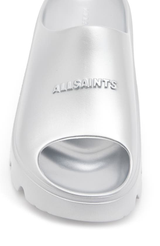 Shop Allsaints Eclipse Flatform Slide Sandal In Metallic Silver