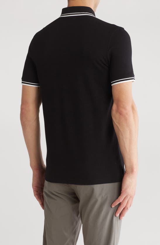Shop 14th & Union Coolmax® & Cotton Blend Tipped Polo In Black
