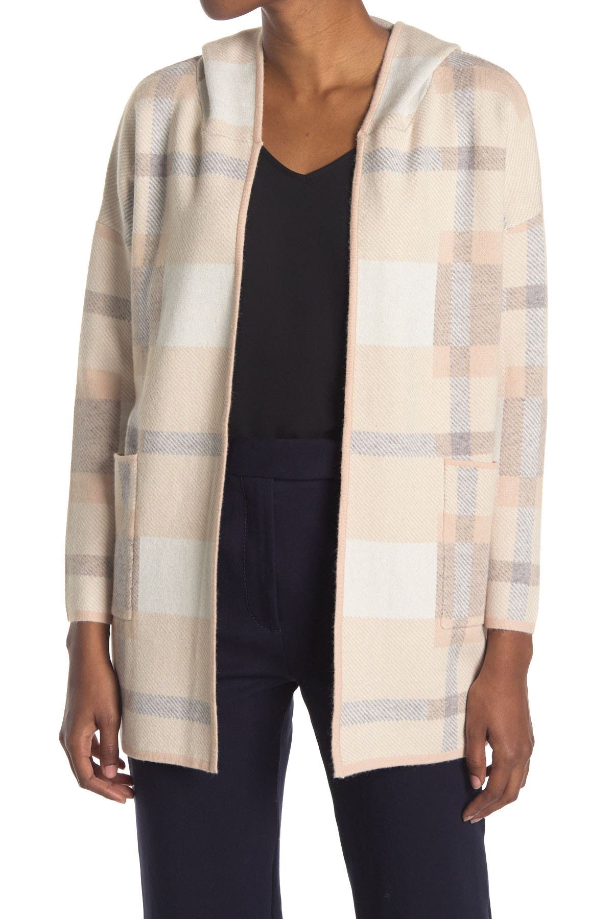 plaid hooded cardigans