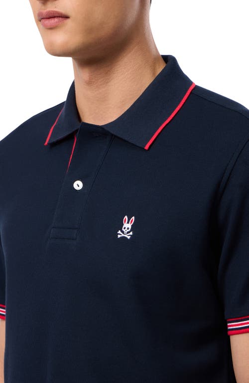 Shop Psycho Bunny Cambridge Tipped Piqué Knit Polo In Navy