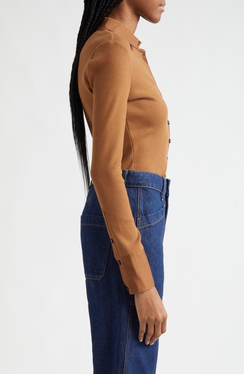Veronica Beard Scottie Mixed Media Stretch Cotton Button-up Shirt In Whisky