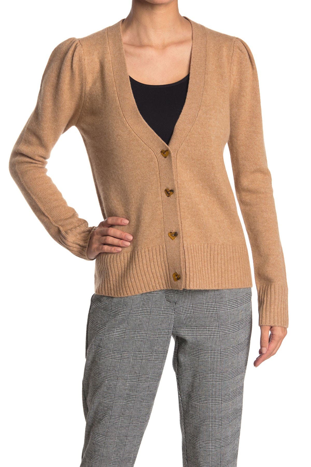 womens puff sleeve cardigan