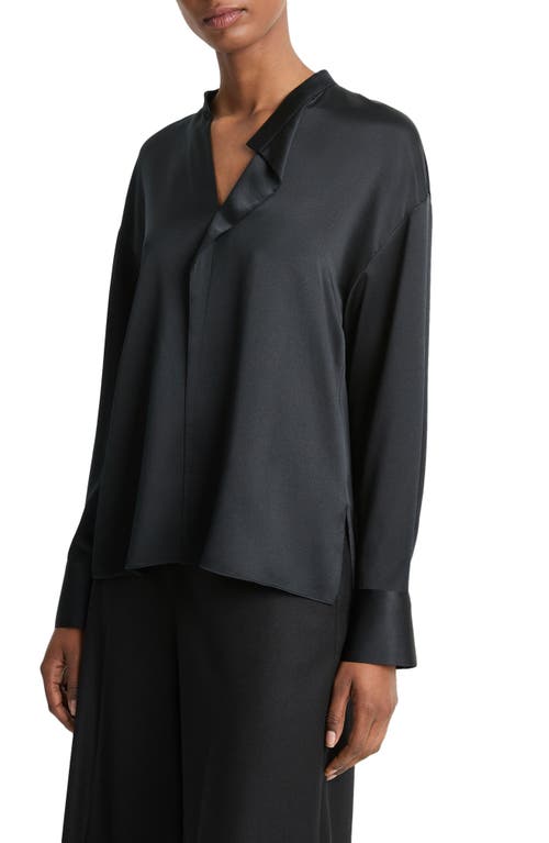 Shop Vince Draped Silk Shirt In Black