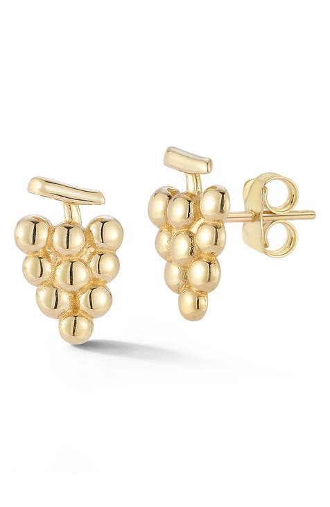 14K Gold Grape Stud Earrings