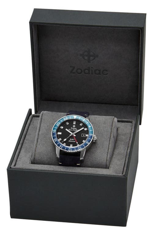 Shop Zodiac Super Sea Wolf Leather Strap Watch, 40mm In Blue