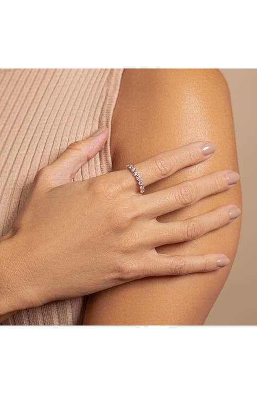 Hautecarat Lab Created Diamond Single Prong 18k Gold Eternity Band Ring In White Gold