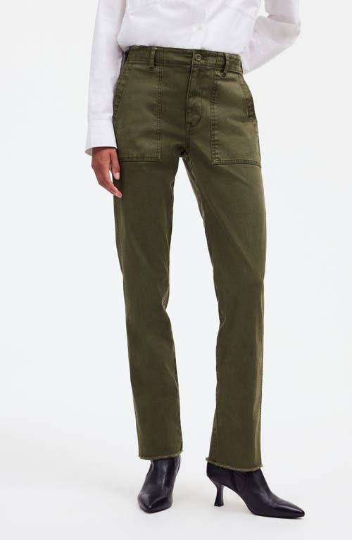 Shop Madewell Garment Dyed Slim Straight Leg Utility Pants In Faded Ivy