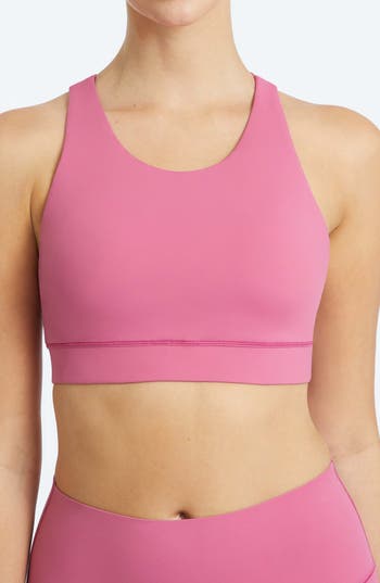 Yogaworks Crossback Performance Bra In Red Violet