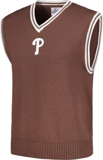 PLEASURES Men's PLEASURES Brown Philadelphia Phillies Knit V-Neck Pullover  Sweater Vest