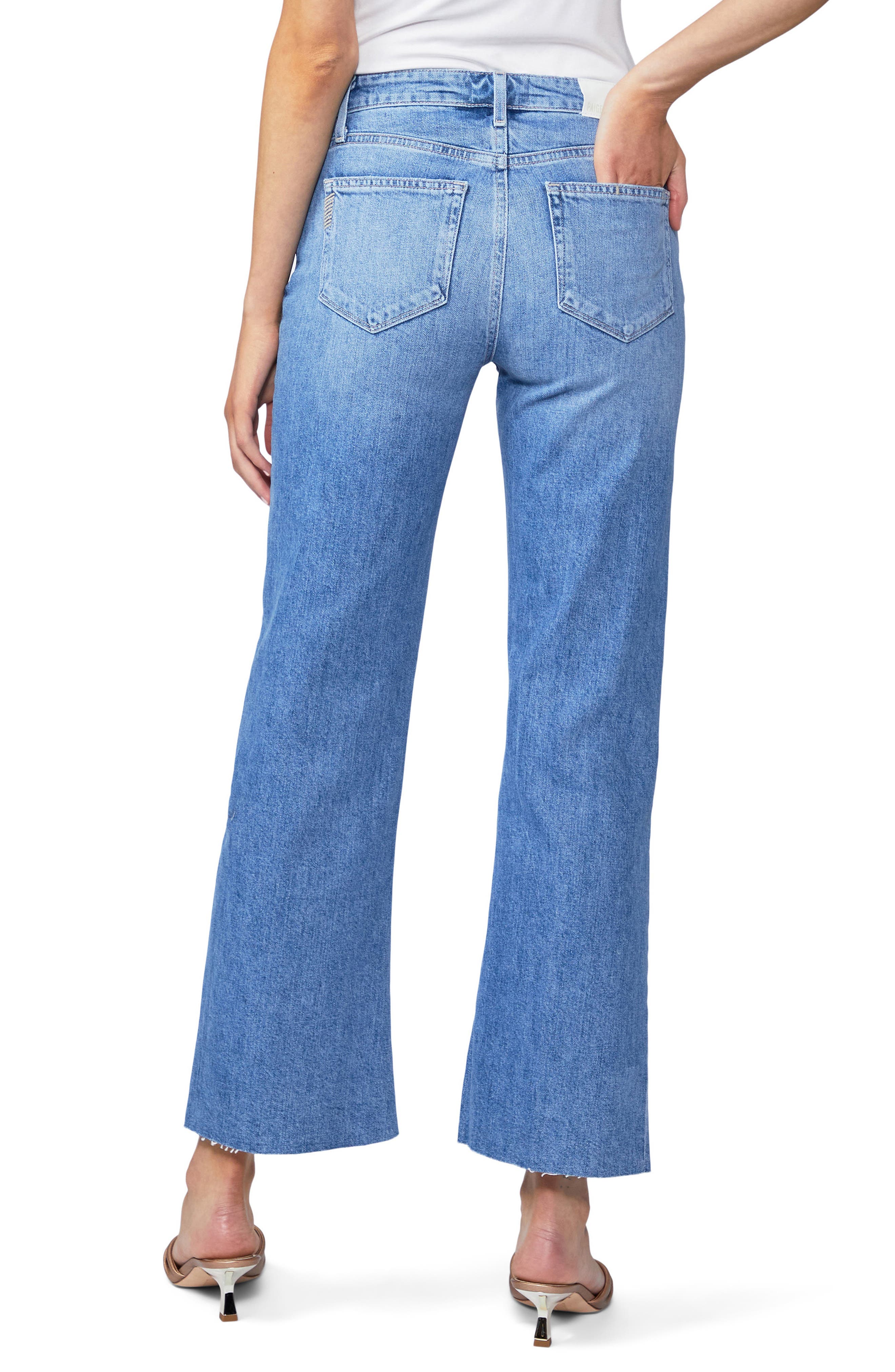 PAIGE Leenah High Waist Raw Hem Wide 