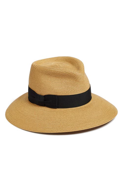 Phoenix Packable Straw Fedora Sun Hat in Natural/Black