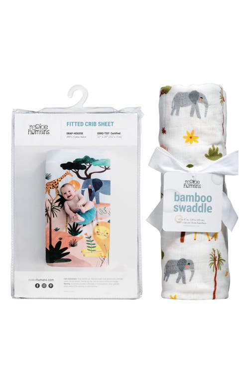 ROOKIE HUMANS Cotton Sateen Crib Sheet & Muslin Swaddle Set in Savanna at Nordstrom