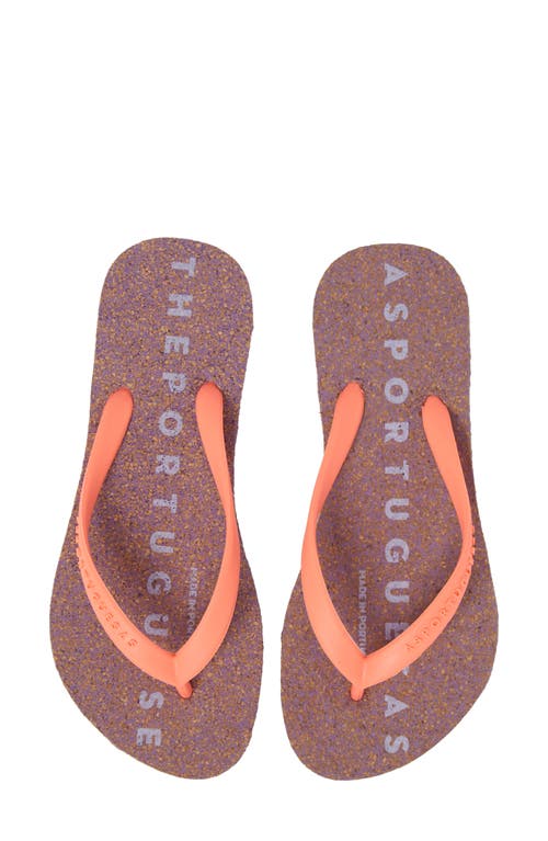 Asportuguesas by Fly London Base 000 Flip Flop in Coral/Purple Fabric