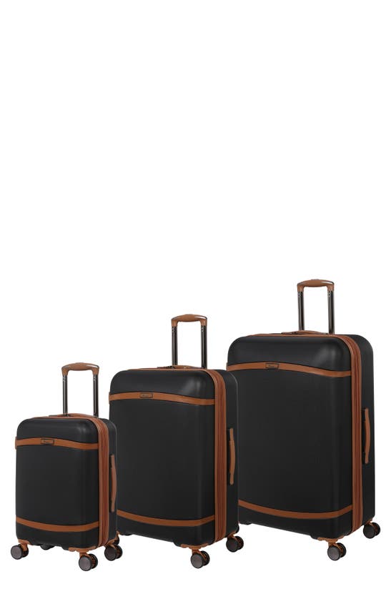 It Luggage Quaint 3-piece Hardside Spinner Luggage Set In Black With Almond Trim