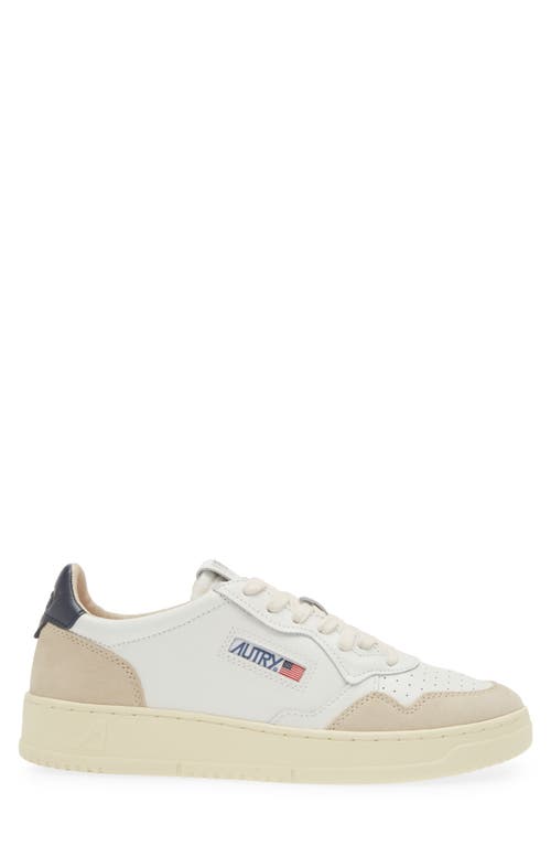 Autry Leather And Suede Sneakers With Rubber Sole In Leather/suede White/blue
