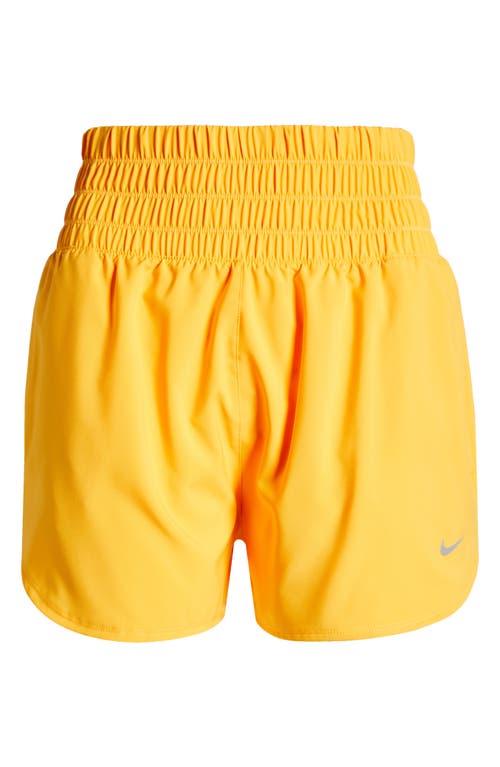 Shop Nike Dri-fit Ultrahigh Waist 3-inch Brief Lined Shorts In Sundial/reflective Silv