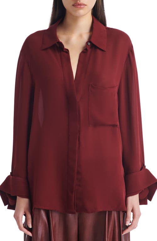 Shop Twp New Morning After Silk Button-up Shirt In Warm Brick