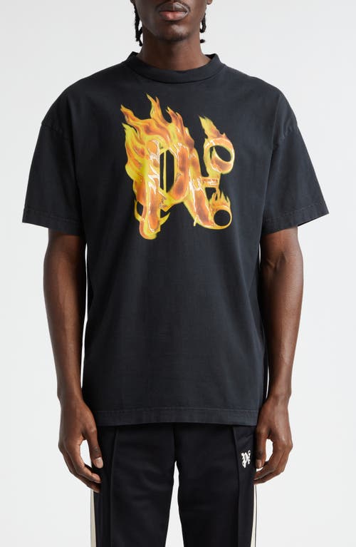 Palm Angels Burning Monogram Graphic T-Shirt Black Gold at Nordstrom,