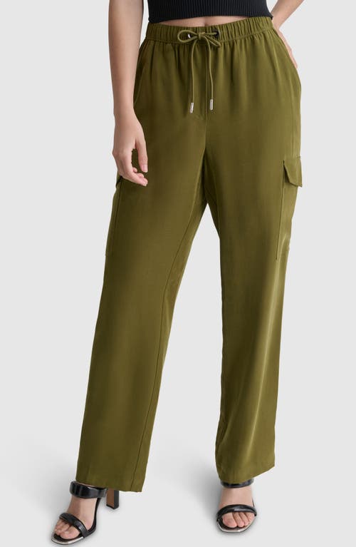 Shop Dkny Carrot Drawstring Cargo Pants In Dark Olive