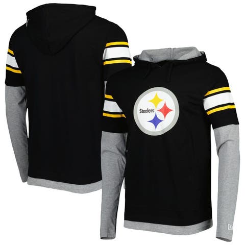 Pittsburgh Steelers Nike Wordmark Long Sleeve Heritage Hoodie - Dark Grey  Heather / University Gold / Black - Mens