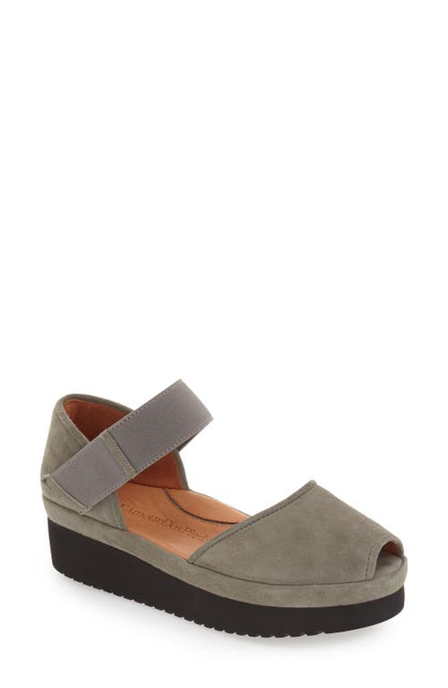 Amadour Platform Sandal in Gray Suede Leather
