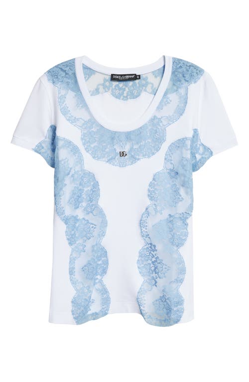 Shop Dolce & Gabbana Dolce&gabbana Lace Inset Jersey T-shirt In Bianco Ottico