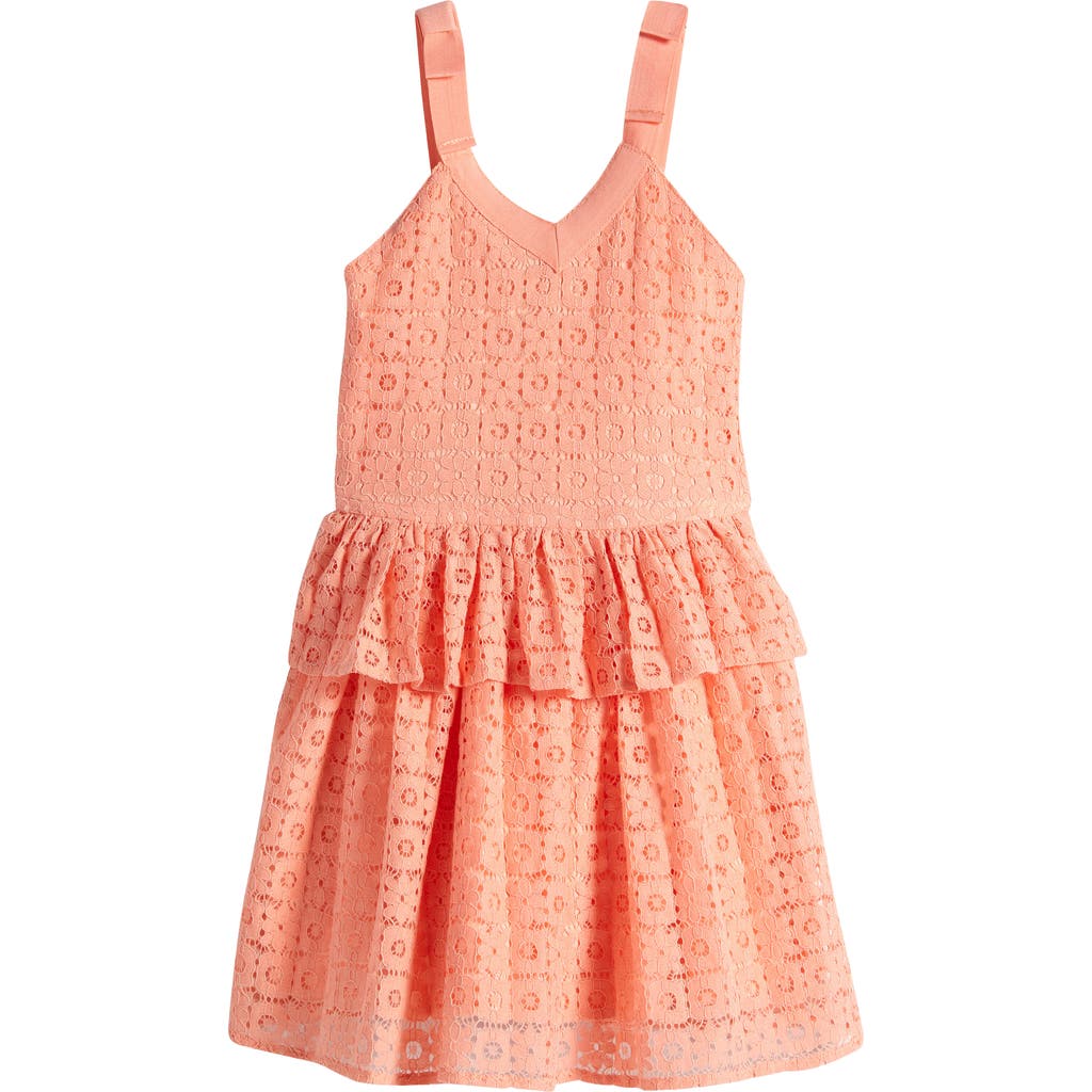 Bcbg Girls Bcbg Kids' Ruffle Cotton Blend Lace Party Dress In Sherbert