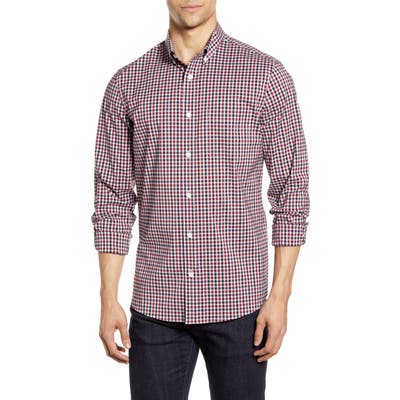 Nordstrom Shop Tech-Smart Trim Fit Check Button-Down Sport Shirt, Red