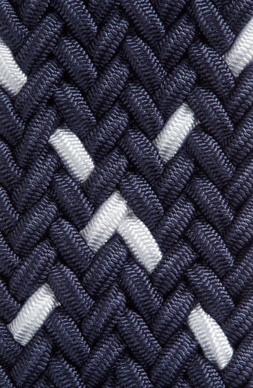 Shop Johnston & Murphy Woven Stretch Knit Belt In Navy/white