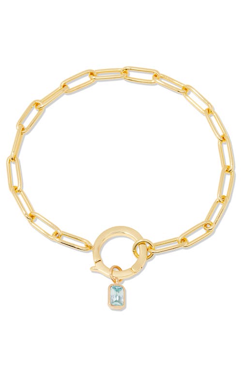 Colette Birthstone Paper Clip Chain Bracelet in Gold - March