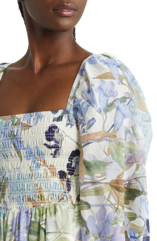 & OTHER STORIES & OTHER STORIES FLORAL LONG SLEEVE SMOCKED COTTON DRESS