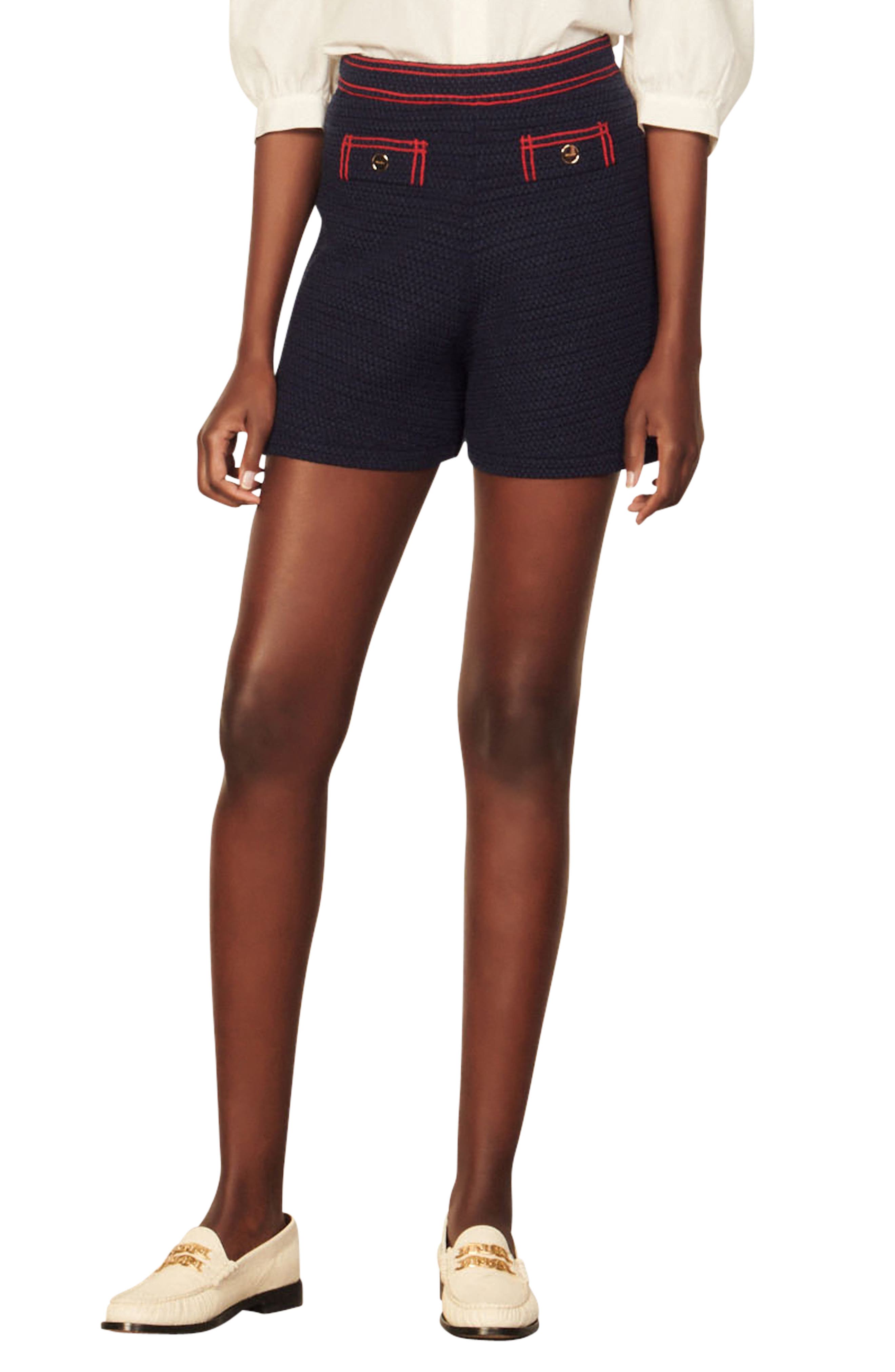 sandro Roddy Knit Shorts in Blue Jean at Nordstrom