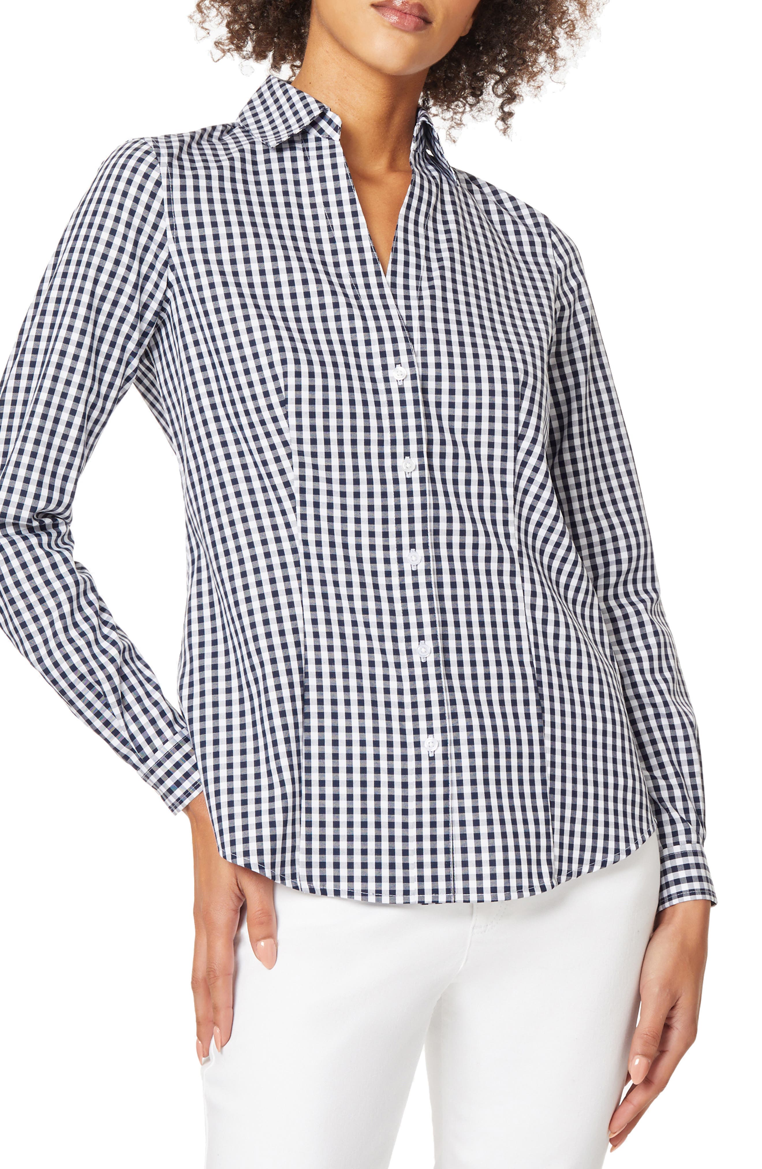 blue gingham button down shirt