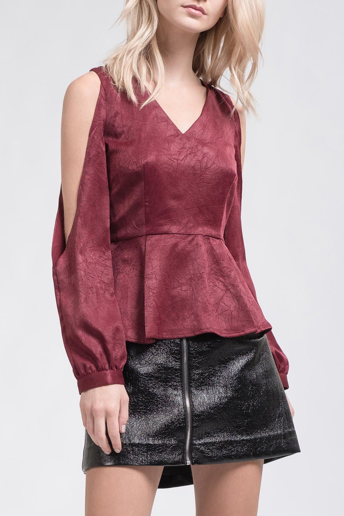peplum cold shoulder top