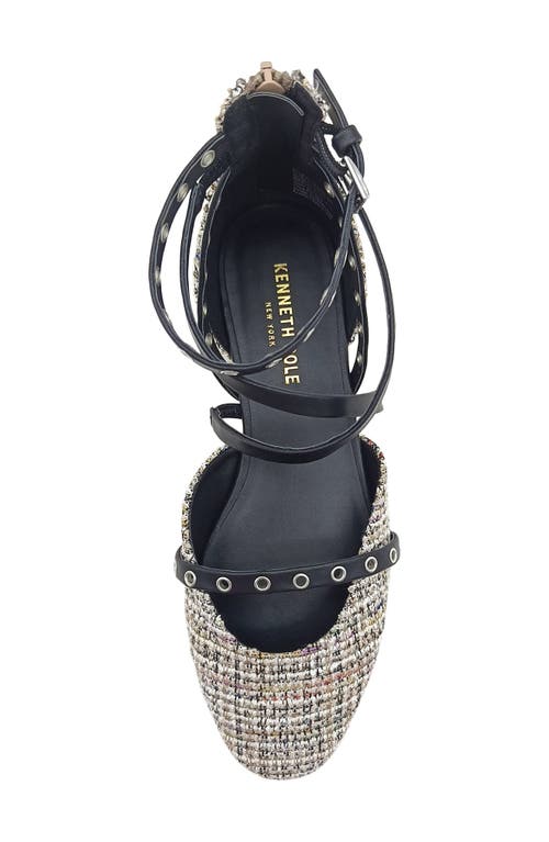 Kenneth Cole Mason Ankle Strap D'orsay Flat In Black/tan Fabric