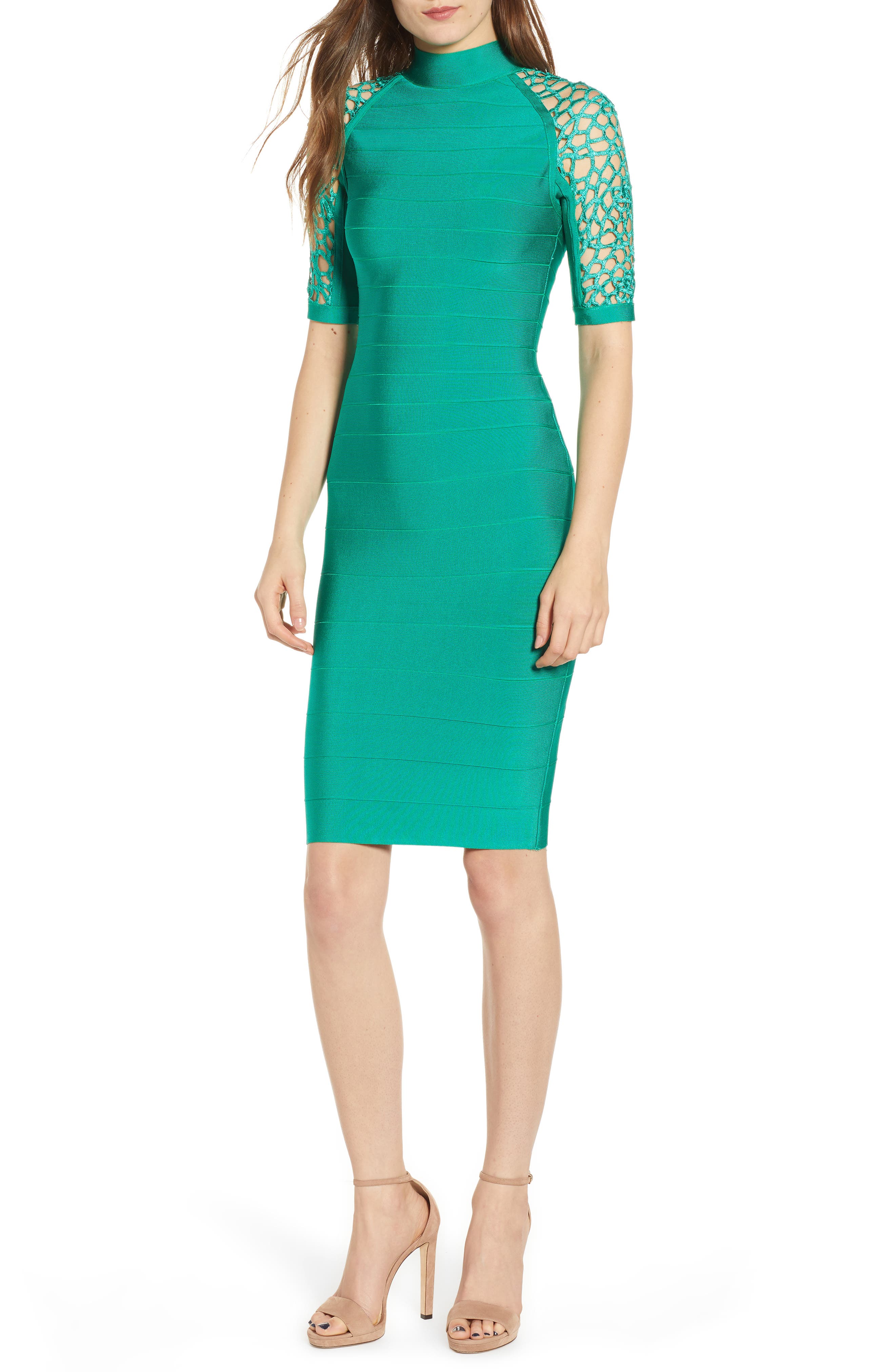 Sentimental Ny Bandage Body-Con Dress, Green