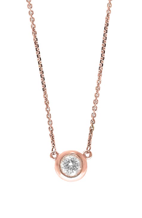 14K Rose Gold Diamond Necklace - 0.39ct.