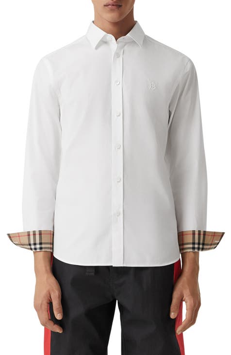Burberry Sherwood Monogram Motif Slim Fit Stretch Poplin Button-Up Shirt |  Nordstrom
