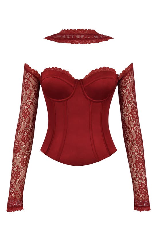 Mistress Rocks Lace Corset Top In Cherry White
