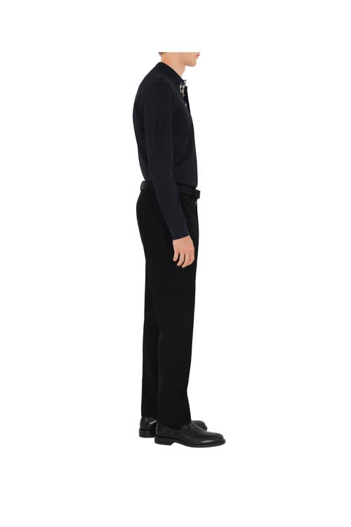 Burberry Ekd Long-sleeve Polo Shirt In Coal Blue
