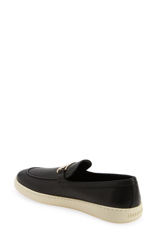 Ferragamo 'crio' Black Loafers With Logo Plaque In Black