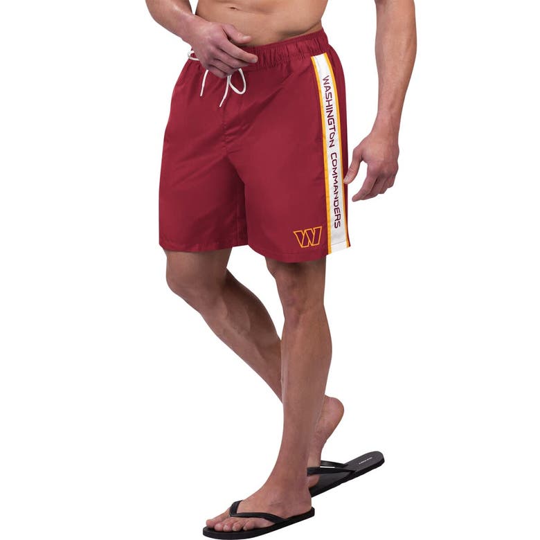 Shop G-iii Sports By Carl Banks Burgundy Washington Commanders Streamline Volley Swim Shorts