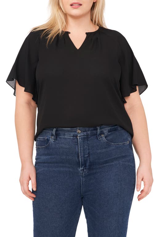 Cece Flutter Sleeve Top In Black