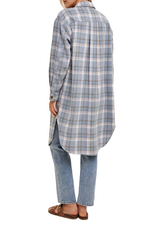 Wishlist Plaid Brushed Long Shacket In Blue